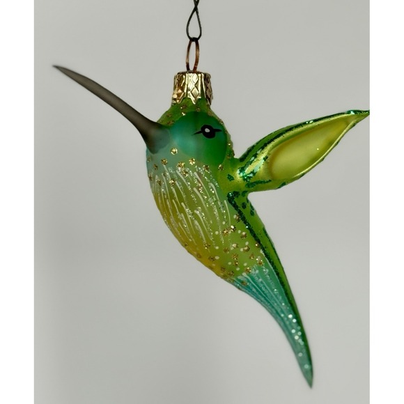 BEAUTIFUL Anthropologie Hand Blown Glass Hummingbird Ornament • Poland • Glitter - Picture 4 of 11